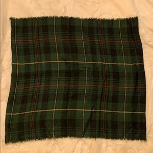 Grey and red plaid scarf